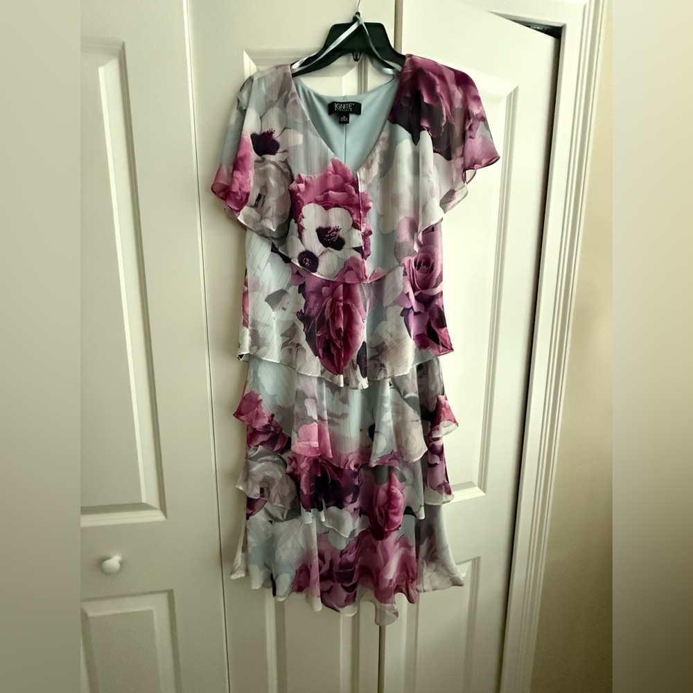 Ignite Pink Floral Tiered Ruffle Dress